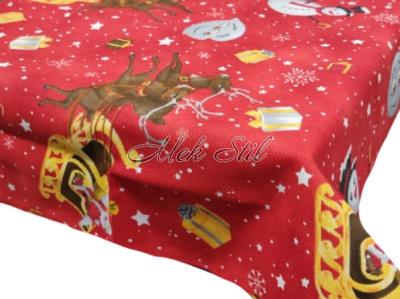 Спално бельо   Коледен текстил 2023 Коледна покривка за маса с тефлоново покритие Дядо Коледа в червено 